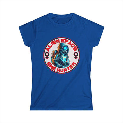 Alien Space She Hunter Tee, Women's Graphic T-Shirt, Sci-Fi Lovers Gift, Stylish Casual Wear, Outer Space Shirt, girl woman, Comfortable