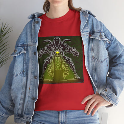 Alien Biker Neon Sci‑Fi Motorcycle T-Shirt