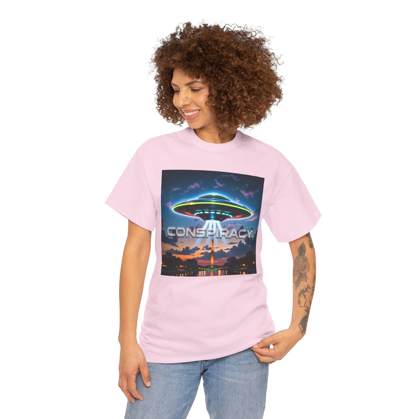 Retro Neon Alien UFO T-Shirt — "Conspiracy at DC" Graphic Tee
