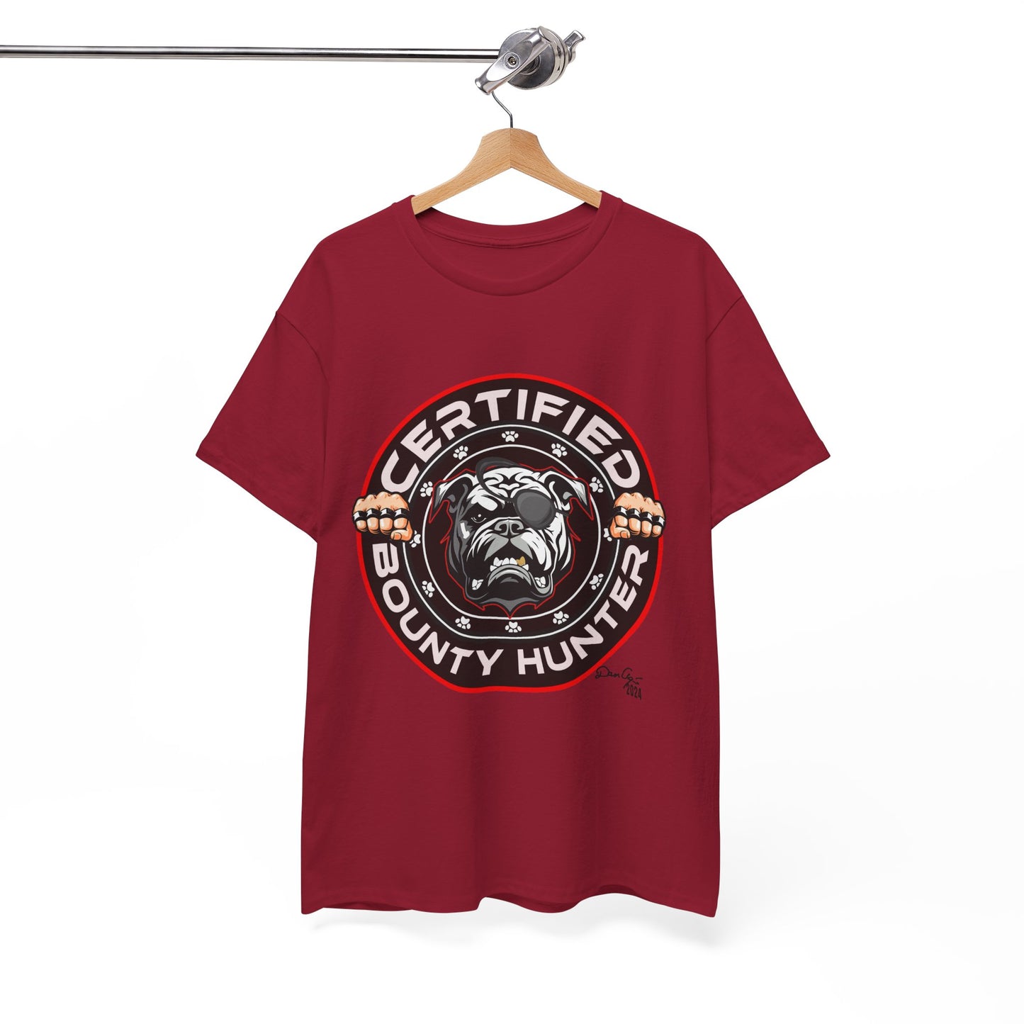 Certified Bounty Hunter, Unisex Heavy Cotton Tee, comedy, bulldog, print design, png, GraphicTees
