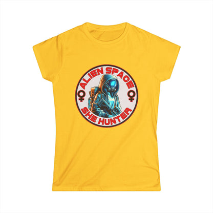 Alien Space She Hunter Tee, Women's Graphic T-Shirt, Sci-Fi Lovers Gift, Stylish Casual Wear, Outer Space Shirt, girl woman, Comfortable