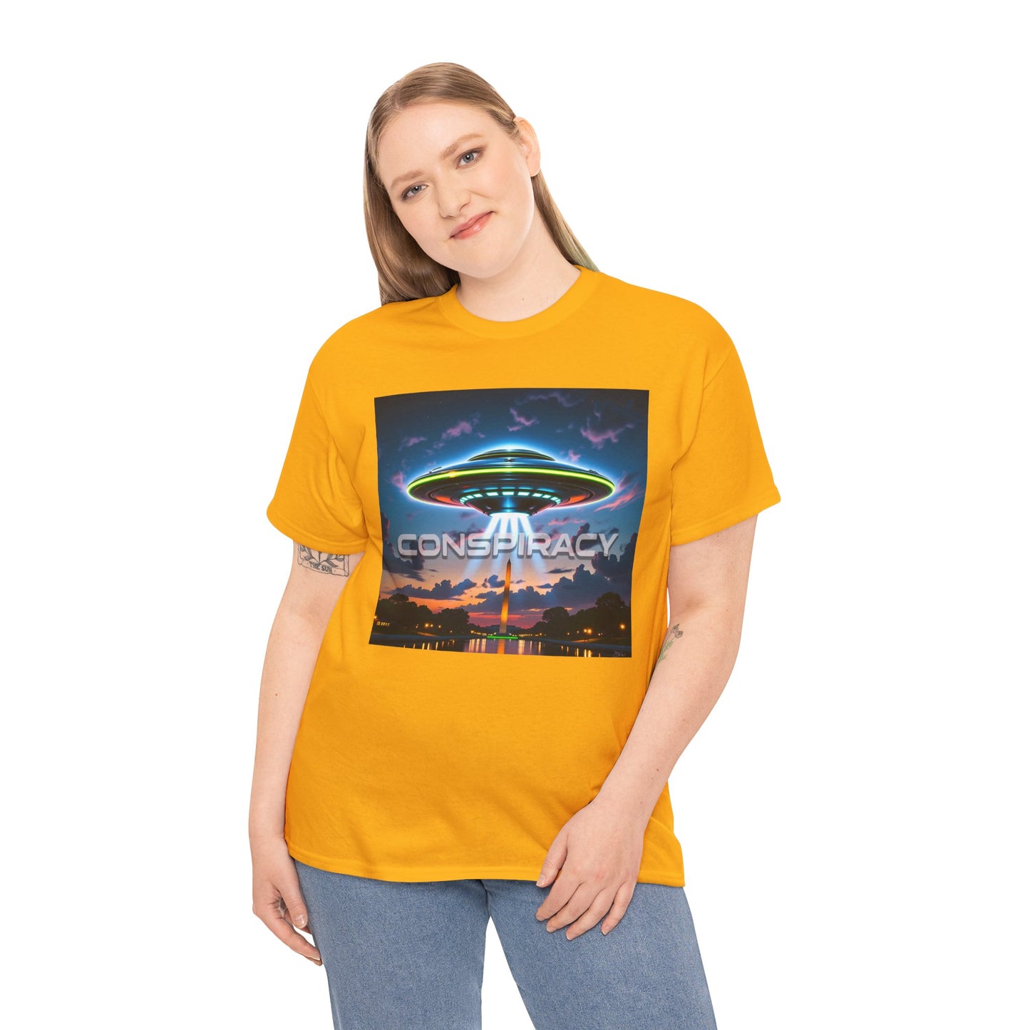 Retro Neon Alien UFO T-Shirt — "Conspiracy at DC" Graphic Tee