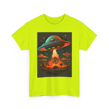 UFO, Bigfoot, Unisex Heavy Cotton Tee, graphic design, t-shirt, t-shirts, tshirts, png