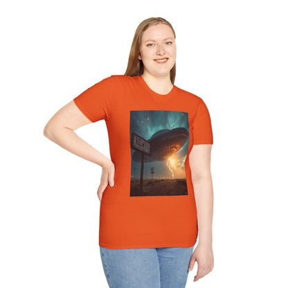 Roswell City Limits, Alien Sunset Softstyle T-Shirt | Unisex Graphic Tee, UFO Theme Shirt, Casual, Gift for Sci-Fi Lovers, Summer Fashion