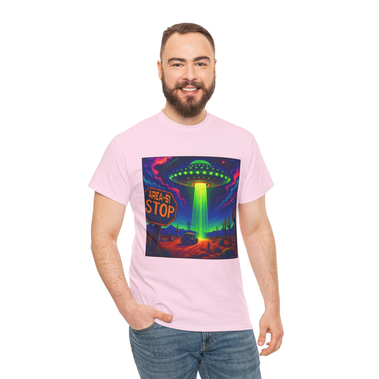 Area 51 Stop UFO Abduction T-Shirt — Neon Alien Invasion Tee