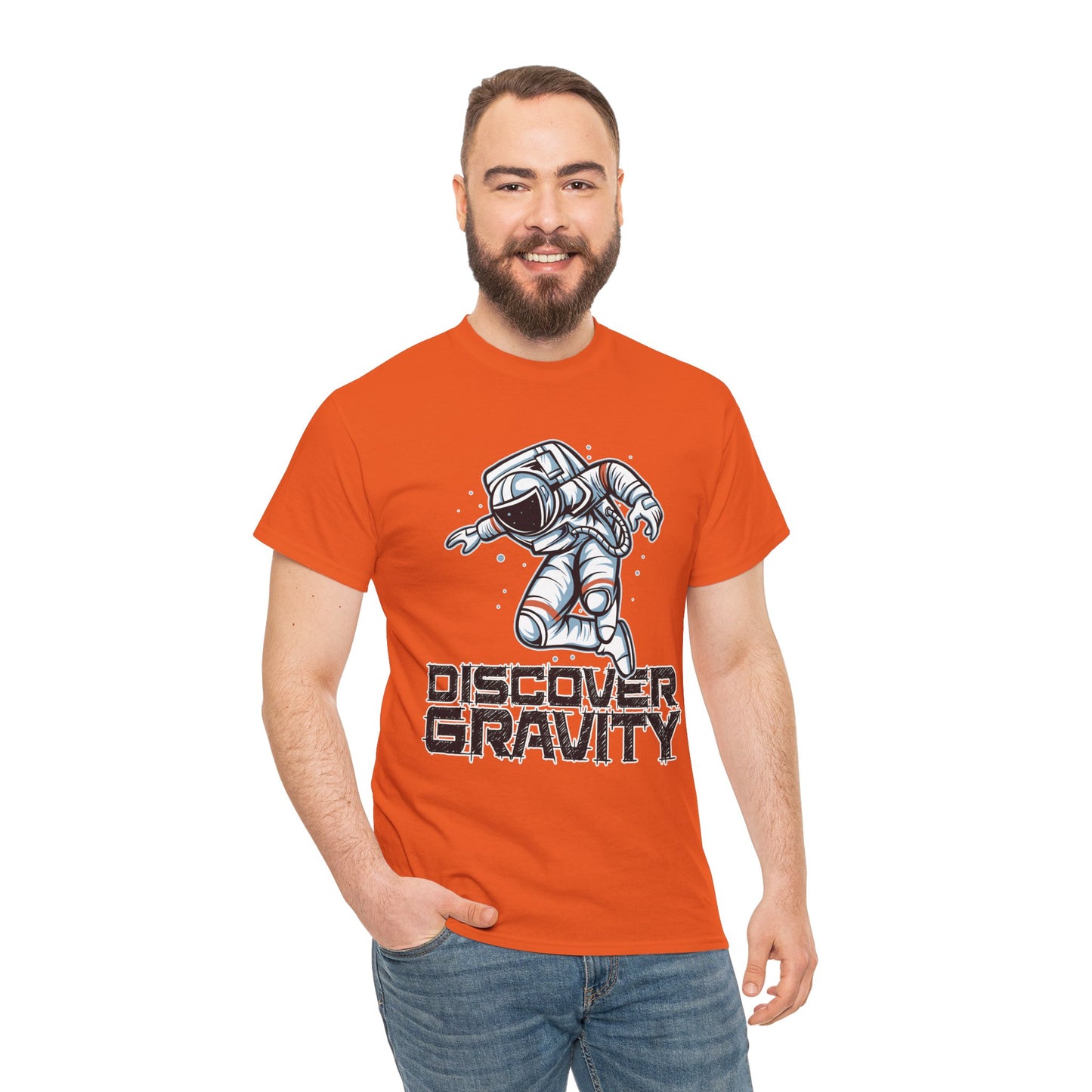 Discover Gravity. Unisex Heavy Cotton Tee - Fun Astronaut, Astronomy Graphic Tee - Unisex graphic design, png Express Delivery available