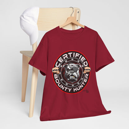 Certified Bounty Hunter, Unisex Heavy Cotton Tee, comedy, bulldog, print design, png, GraphicTees