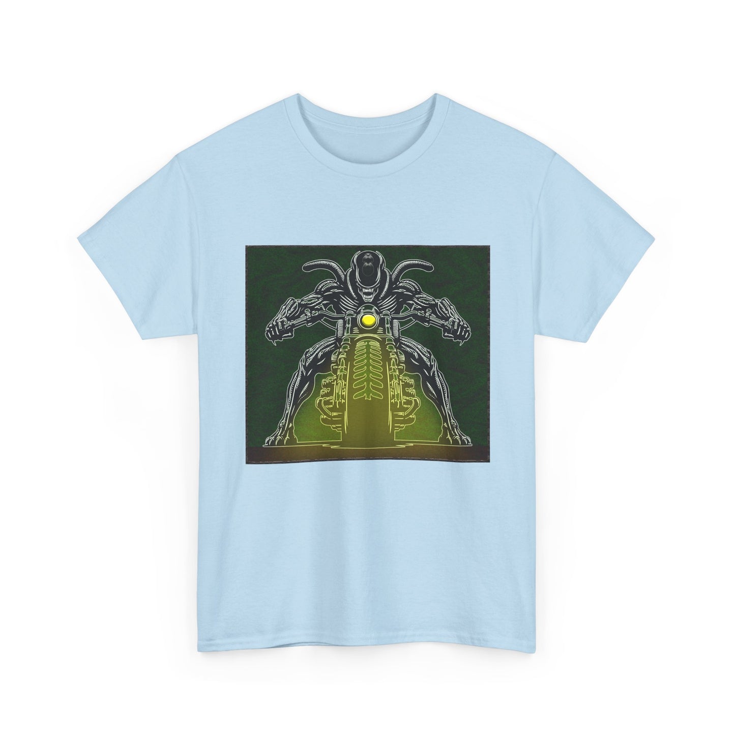 Alien Biker Neon Sci‑Fi Motorcycle T-Shirt