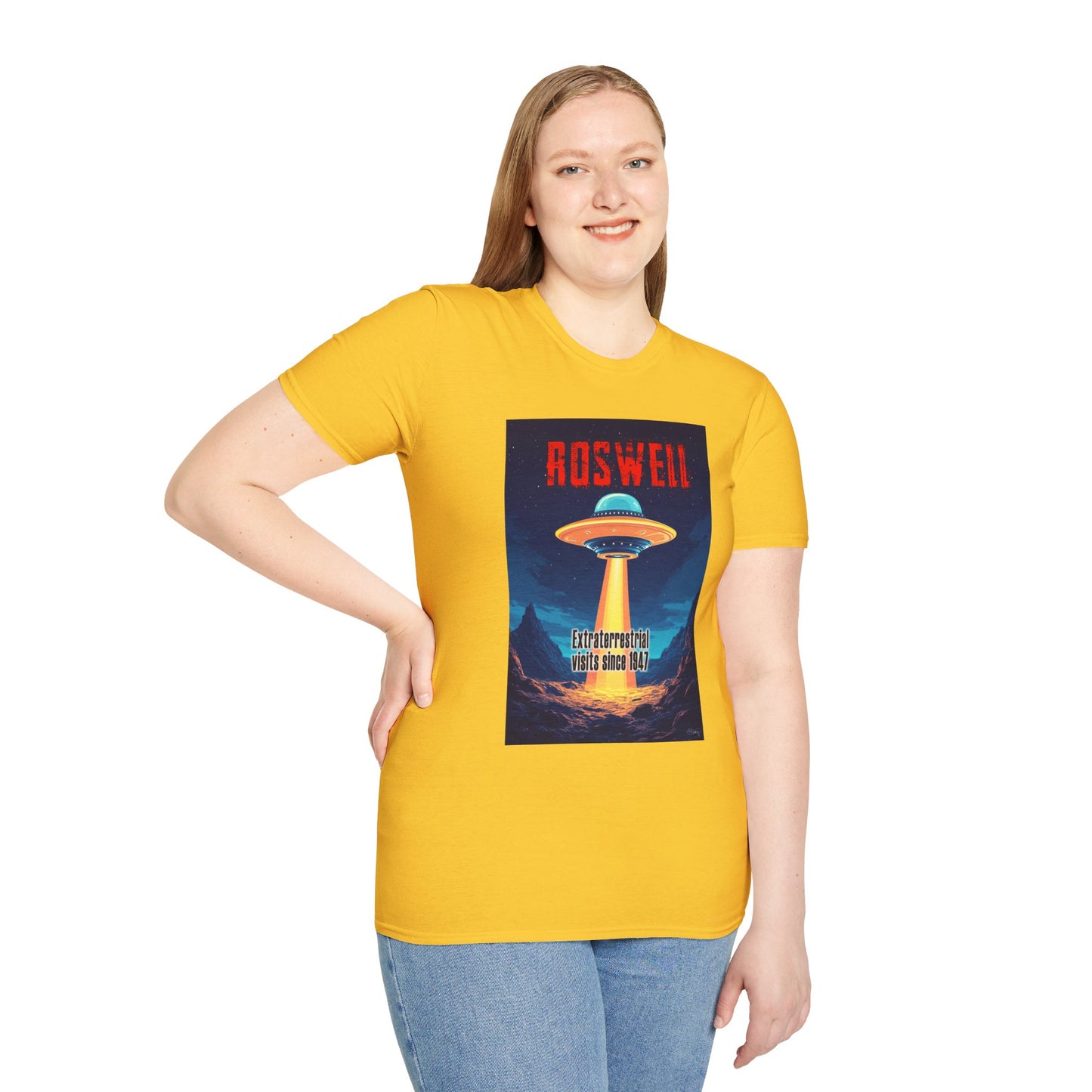 Roswell Alien Encounter Unisex T-Shirt, Retro Space UFO Tee, Sci-Fi Lovers Gift, Convention Wear, Extraterrestrial Tee, graphic design, png