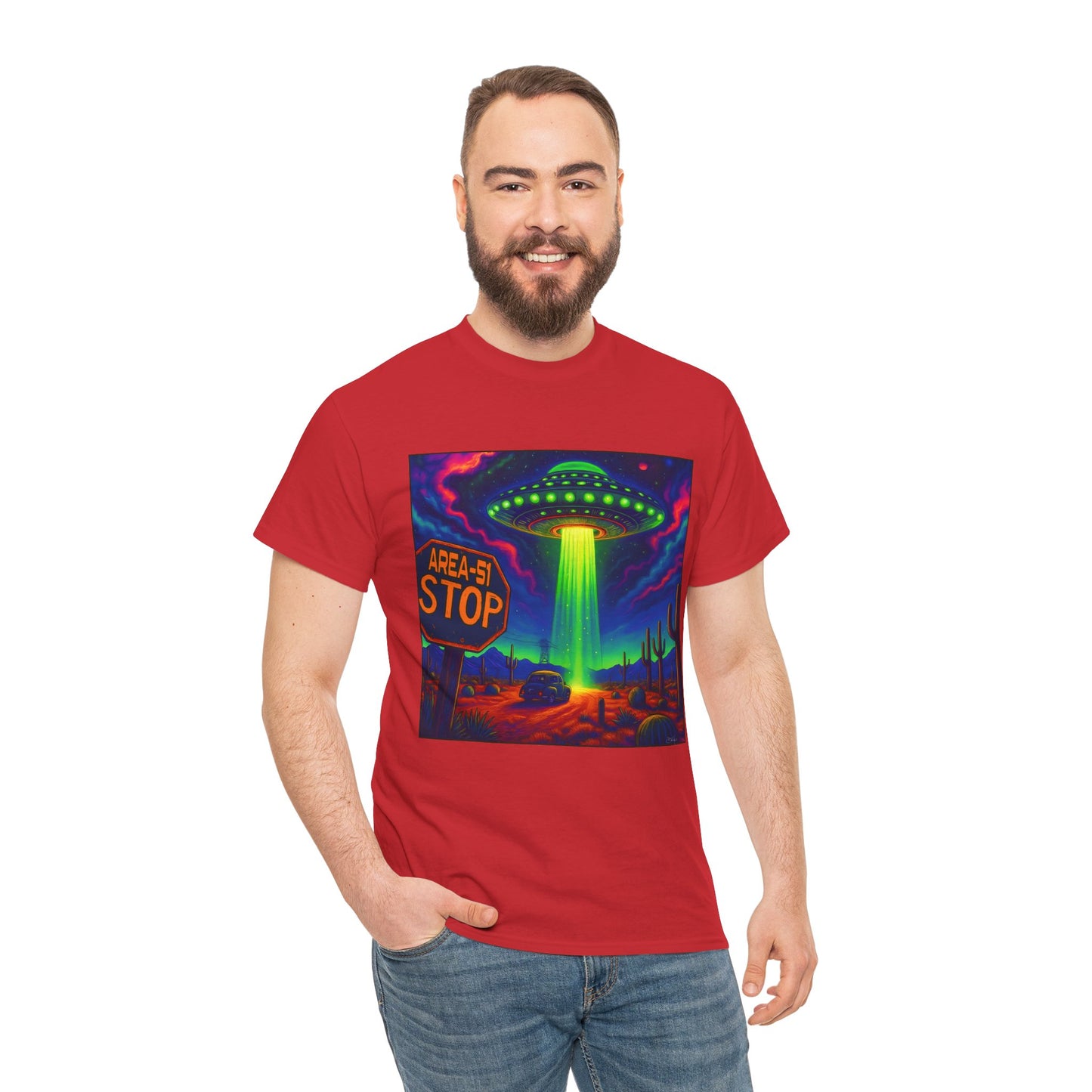 Area 51 Stop UFO Abduction T-Shirt — Neon Alien Invasion Tee
