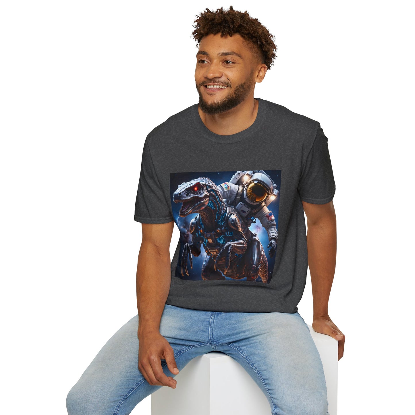 Space Dinosaur Unisex Softstyle T-Shirt, Fun Gift for Kids, Science Fiction Tee, Unique Graphic Shirt, Cool Outfit for Parties, t-shirt, tshirt, png