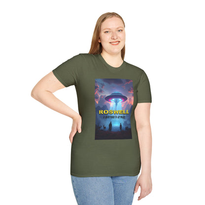 Roswell Probed Retro T-Shirt - Alien UFO Lover Gift, Sci-Fi Apparel, Extraterrestrial Tee, Unisex Softstyle Clothing, graphic design, png