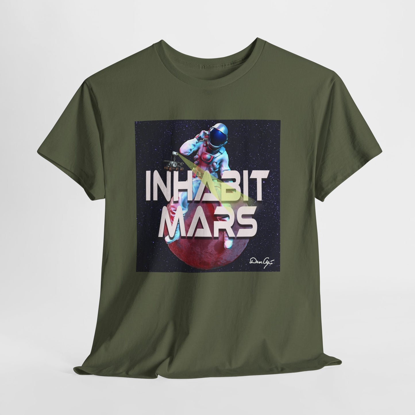 Inhabit Mars, Unisex Heavy Cotton Tee, Space, SpaceX, Universe, UFO, multiverse, graphic design, png, graphic design, t-shirts, tee