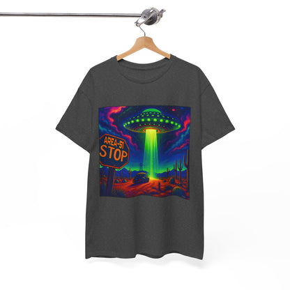 Area 51 Stop UFO Abduction T-Shirt — Neon Alien Invasion Tee