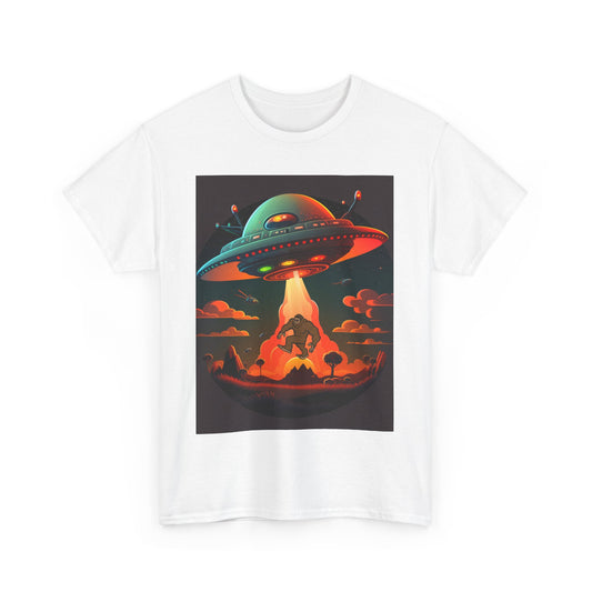UFO, Bigfoot, Unisex Heavy Cotton Tee, graphic design, t-shirt, t-shirts, tshirts, png