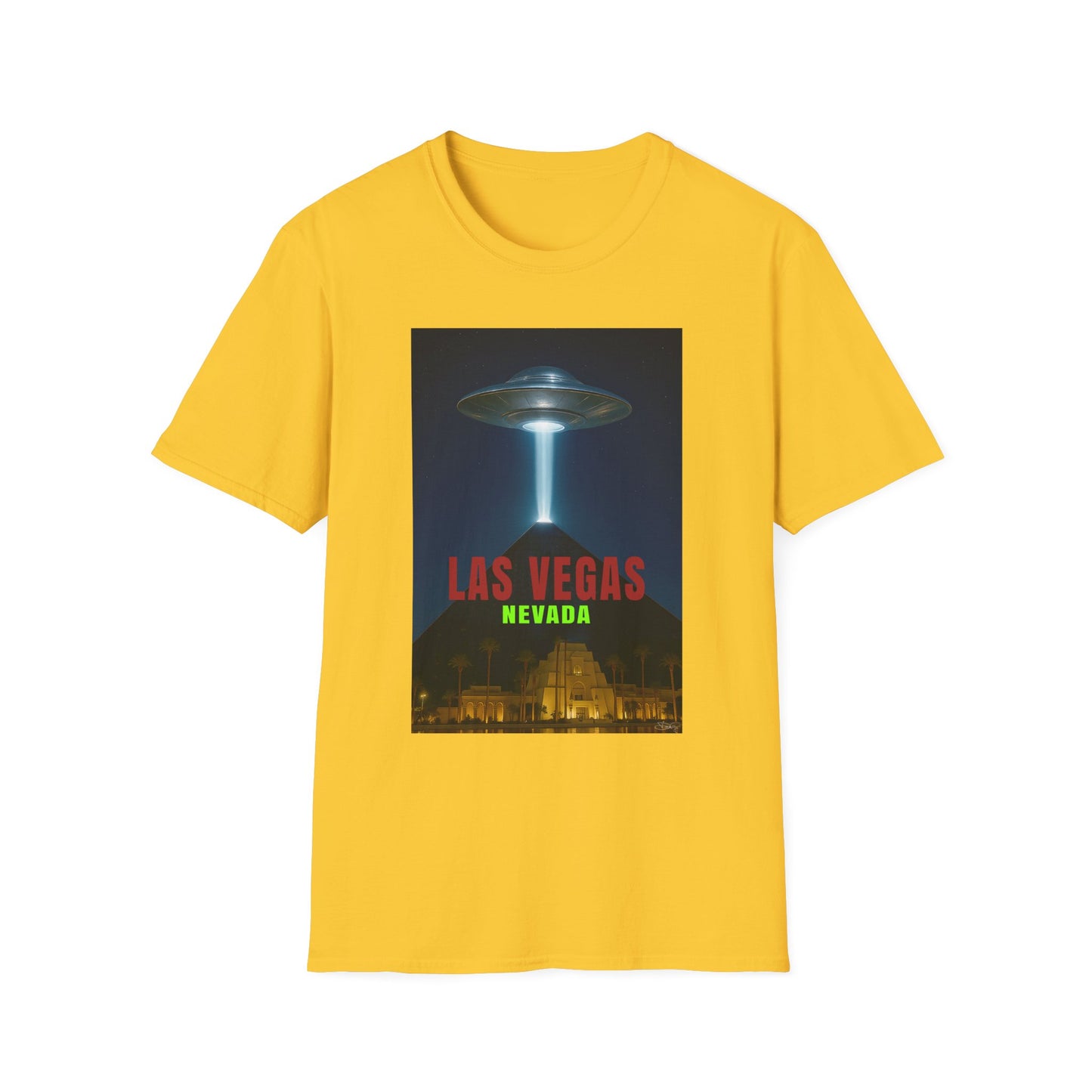 Luxor UFO, Las Vegas UFO Unisex Softstyle T-Shirt - Retro Nevada Design, graphic design, t-shirts, tshirts, tees, GraphicTees, png