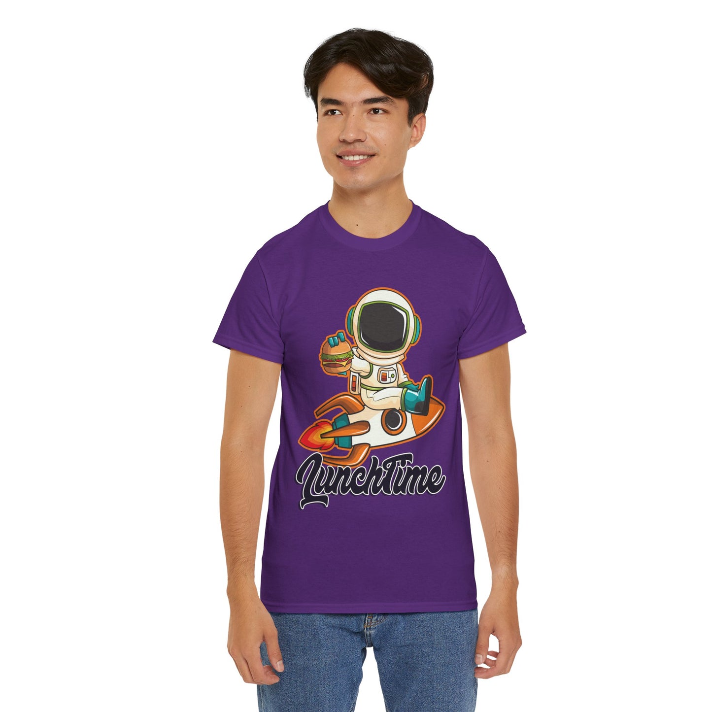 Astronaut Lunchtime Unisex Heavy Cotton Tee - Fun Graphic T-Shirt for Space Lovers, GraphicTees, png, t-shirts, tshirts