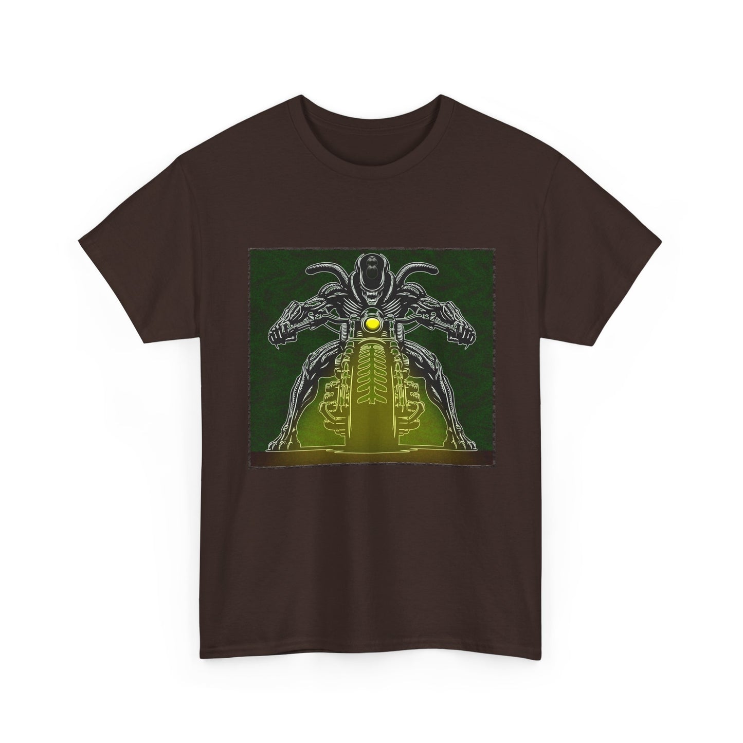 Alien Biker Neon Sci‑Fi Motorcycle T-Shirt