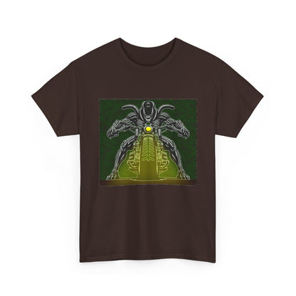 Alien Biker Neon Sci‑Fi Motorcycle T-Shirt