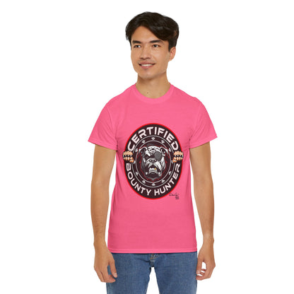 Certified Bounty Hunter, Unisex Heavy Cotton Tee, comedy, bulldog, print design, png, GraphicTees