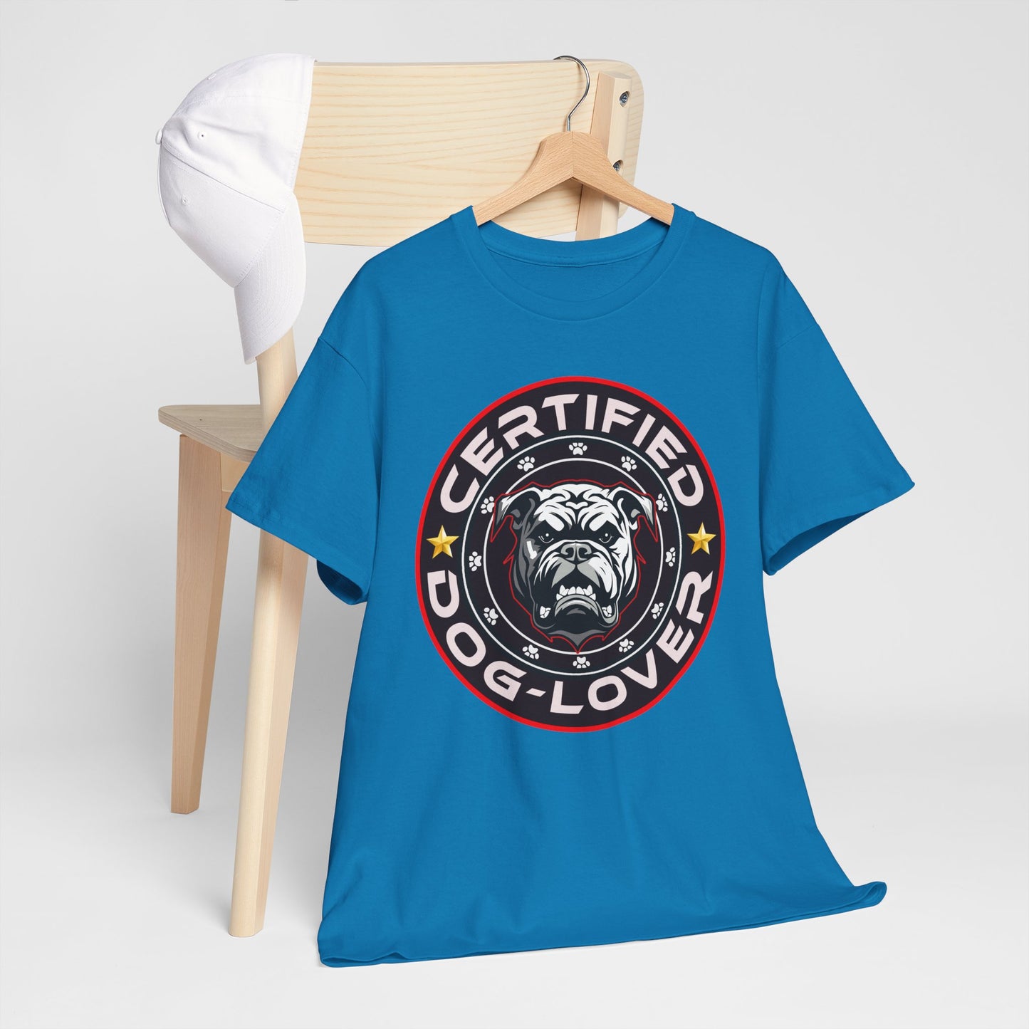 Certified Dog Lover Unisex Tee - Bulldog Print Design, GraphicTees, t-shirt, tshirt, png