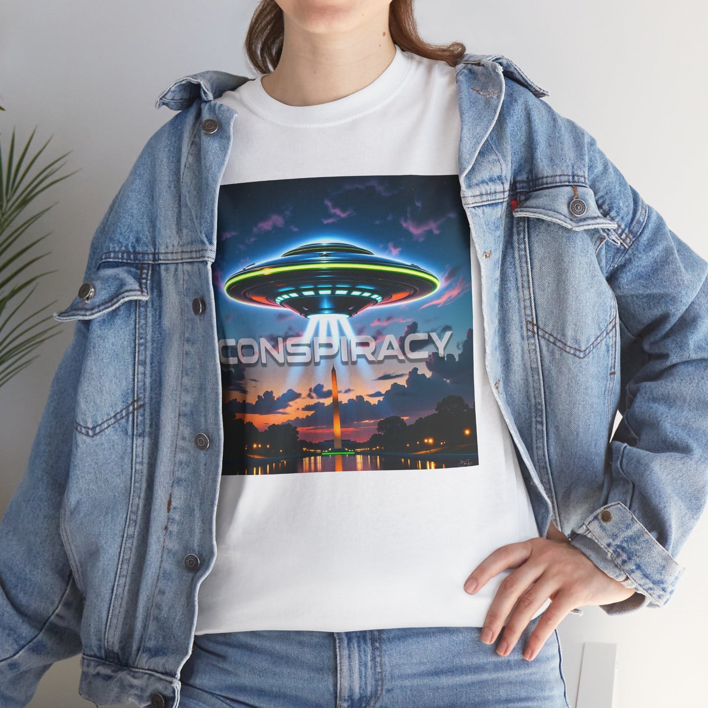 Retro Neon Alien UFO T-Shirt — "Conspiracy at DC" Graphic Tee