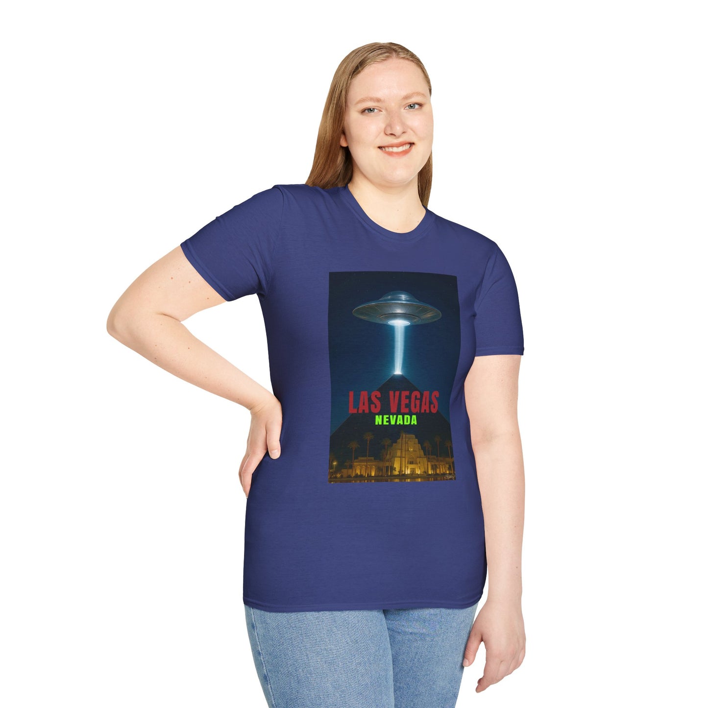 Luxor UFO, Las Vegas UFO Unisex Softstyle T-Shirt - Retro Nevada Design, graphic design, t-shirts, tshirts, tees, GraphicTees, png