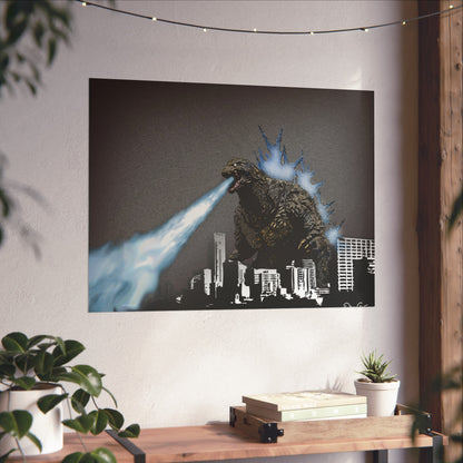 Godzilla Minus One, Fine Art Posters, Godzilla movie rendition, monsters, movies, posters, canvas, fine art, graphic design, png, CanvasPrints