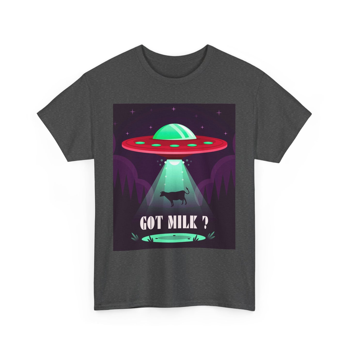 Got Milk? Unisex Heavy Cotton Tee, UFO abduction, comedy, funny, t-shirt, t-shirt, graphic design, tee, png