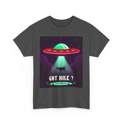 Got Milk? Unisex Heavy Cotton Tee, UFO abduction, comedy, funny, t-shirt, t-shirt, graphic design, tee, png