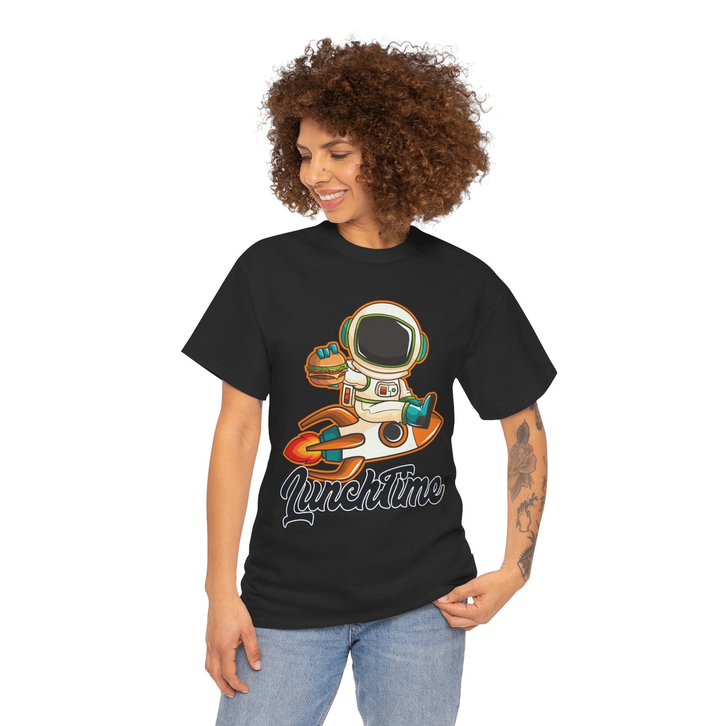 Astronaut Lunchtime Unisex Heavy Cotton Tee - Fun Graphic T-Shirt for Space Lovers, GraphicTees, png, t-shirts, tshirts