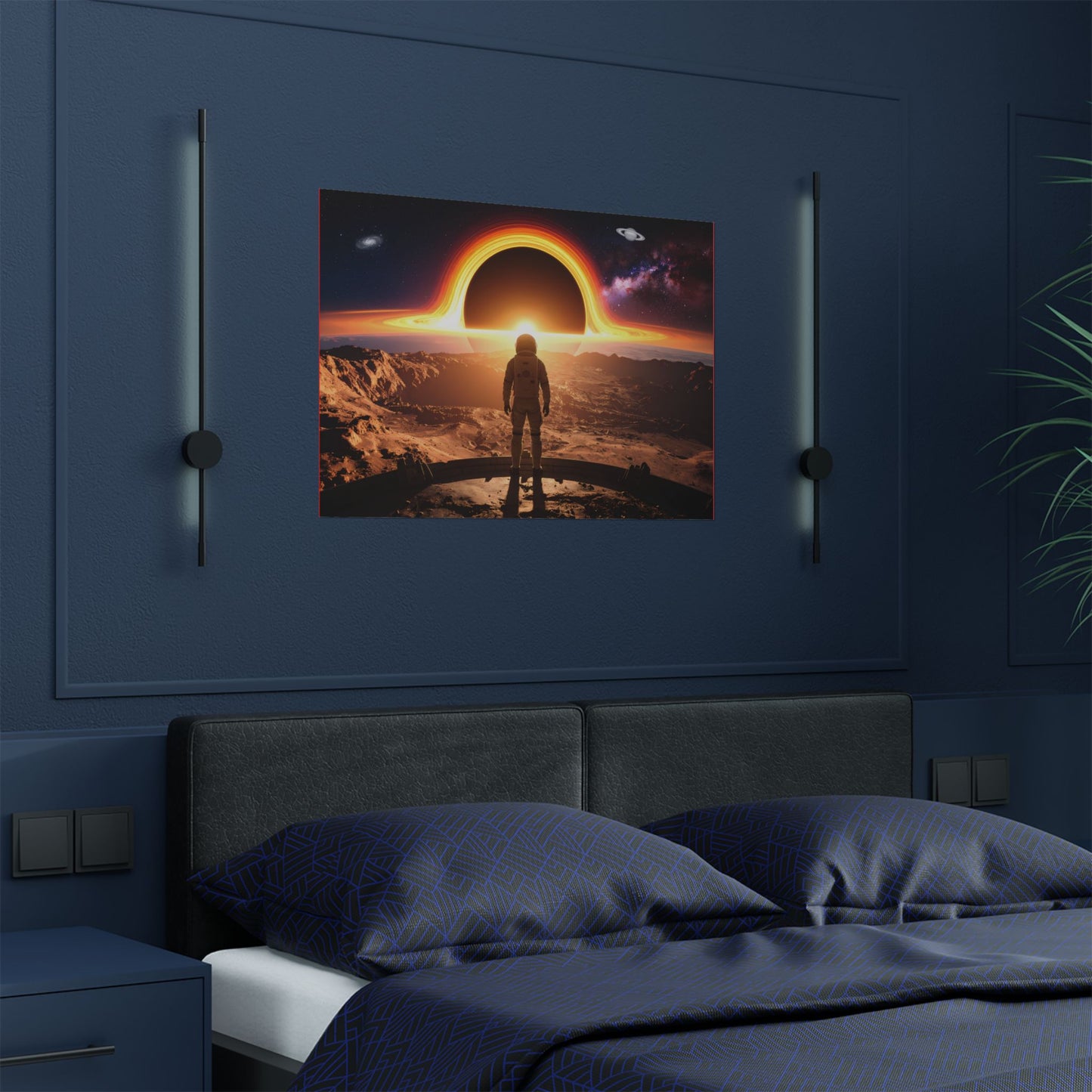 Astronaut Watching Blackholes, Satin Poster, Space Art Print, Cosmic Decor, Wall Art for Space Lovers, Unique Gift for Astronaut Fans, t-shirts, tshirts, tees
