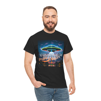 Retro Neon Alien UFO T-Shirt — "Conspiracy at DC" Graphic Tee
