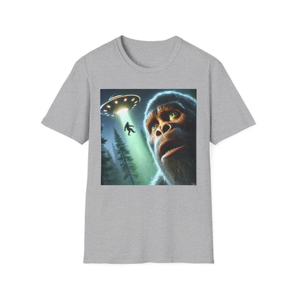Bigfoot UFO Unisex T-Shirt, Funny Graphic Tee, Gift for Alien Lovers, Unique Summer Shirt, Casual Everyday Wear, t-shirt, tshirts, party