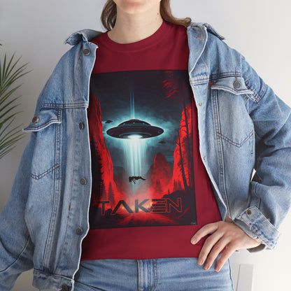 Taken, Unisex Heavy Cotton Tee, UFO inspired t-shirt, graphic design, art, png, t-shirts, tshirts, tee