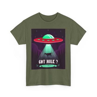 Got Milk? Unisex Heavy Cotton Tee, UFO abduction, comedy, funny, t-shirt, t-shirt, graphic design, tee, png