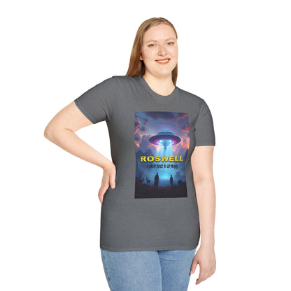 Roswell Probed Retro T-Shirt - Alien UFO Lover Gift, Sci-Fi Apparel, Extraterrestrial Tee, Unisex Softstyle Clothing, graphic design, png