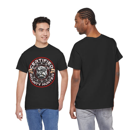 Certified Bounty Hunter, Unisex Heavy Cotton Tee, comedy, bulldog, print design, png, GraphicTees