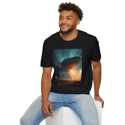 Roswell City Limits, Alien Sunset Softstyle T-Shirt | Unisex Graphic Tee, UFO Theme Shirt, Casual, Gift for Sci-Fi Lovers, Summer Fashion