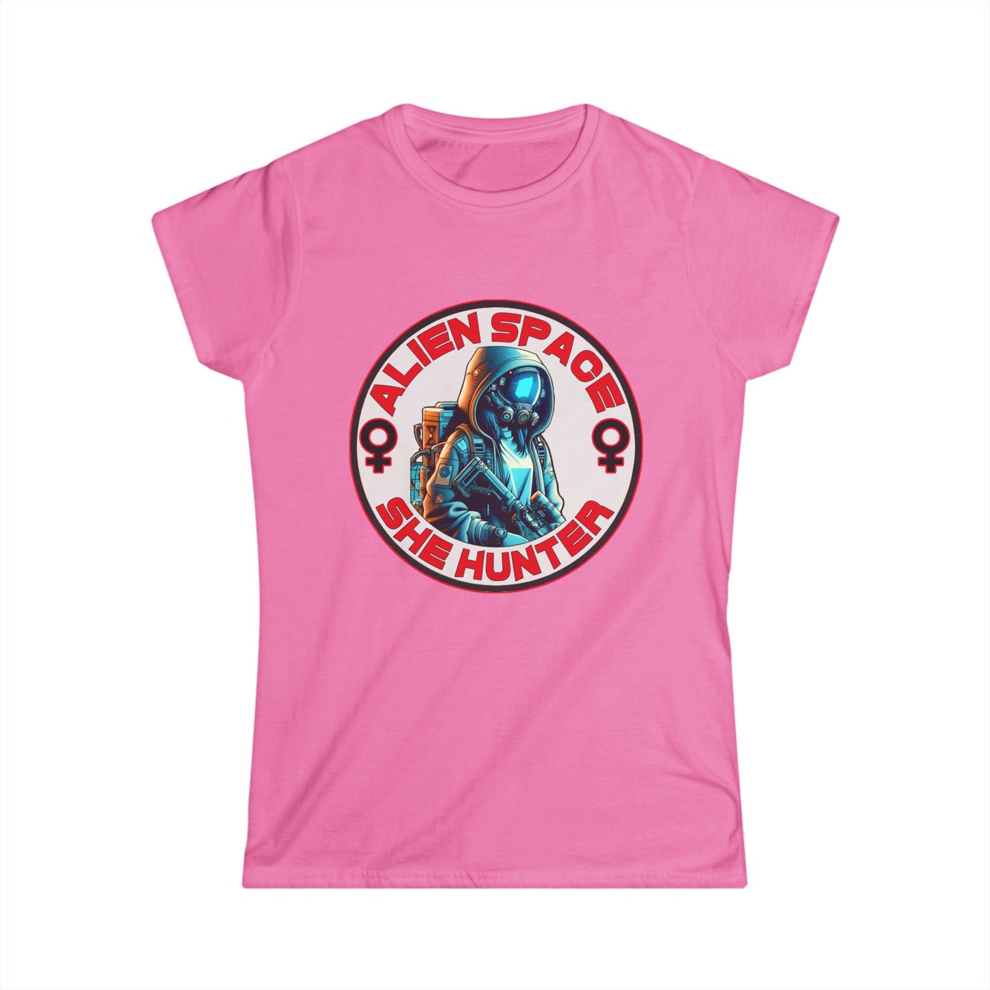 Alien Space She Hunter Tee, Women's Graphic T-Shirt, Sci-Fi Lovers Gift, Stylish Casual Wear, Outer Space Shirt, girl woman, Comfortable