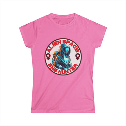 Alien Space She Hunter Tee, Women's Graphic T-Shirt, Sci-Fi Lovers Gift, Stylish Casual Wear, Outer Space Shirt, girl woman, Comfortable