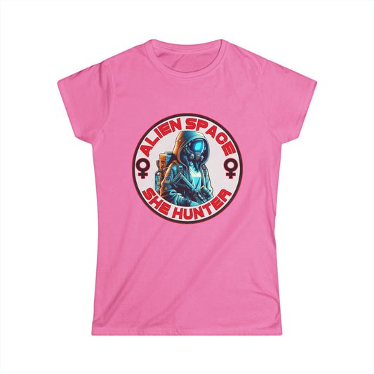 Alien Space She Hunter Tee, Women's Graphic T-Shirt, Sci-Fi Lovers Gift, Stylish Casual Wear, Outer Space Shirt, girl woman, Comfortable