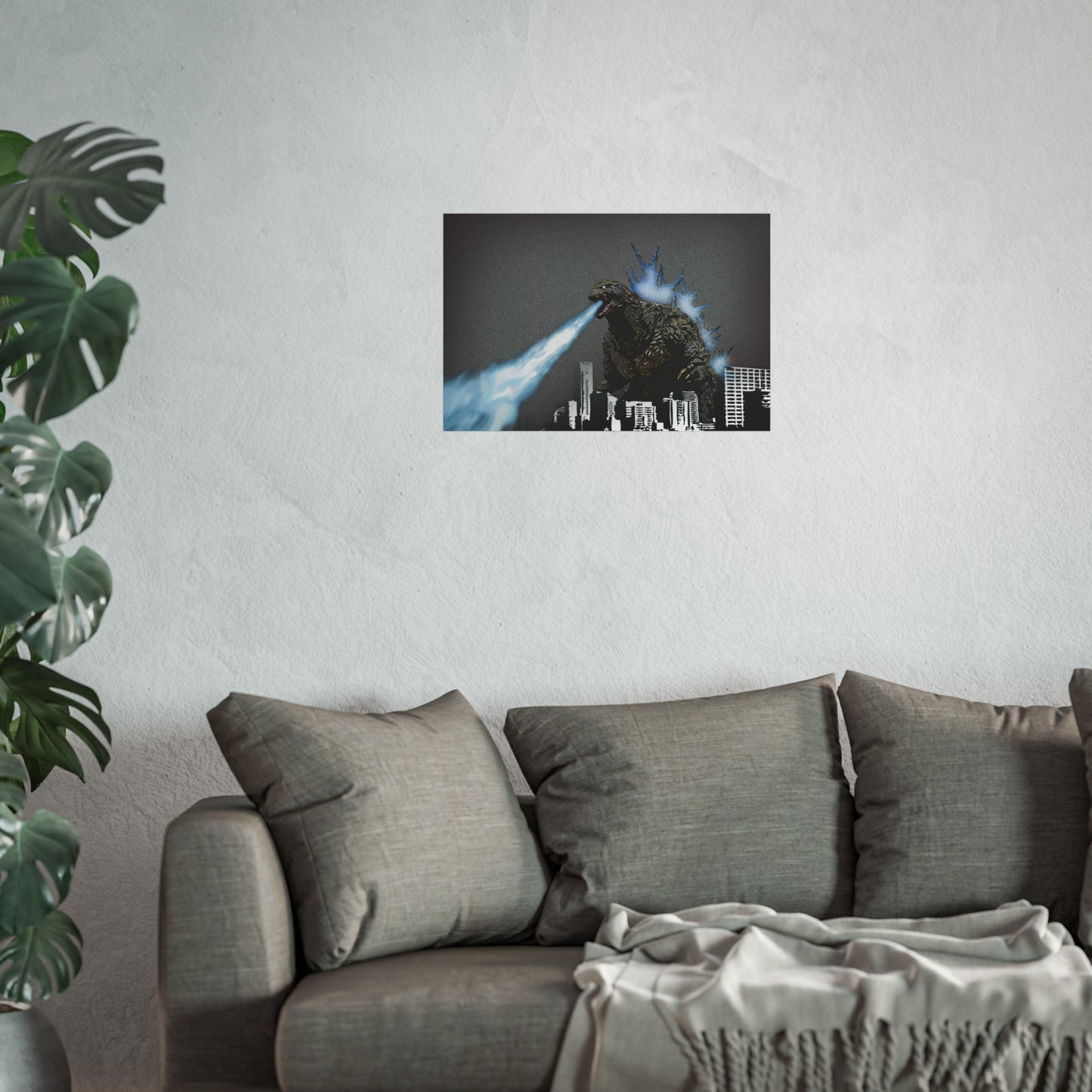 Godzilla Minus One, Fine Art Posters, Godzilla movie rendition, monsters, movies, posters, canvas, fine art, graphic design, png, CanvasPrints