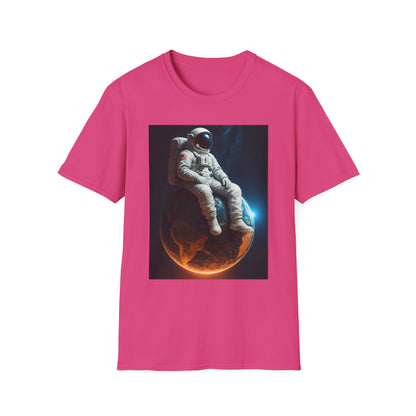Sitting on an Earth, Cosmic Astronaut T-Shirt, Unisex Graphic Tee, Space Lover Gift, Casual Wear, Astronomy Fan Shirt, Graphic Tee, t-shirt, tshirt, png