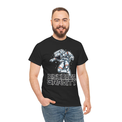 Discover Gravity. Unisex Heavy Cotton Tee - Fun Astronaut, Astronomy Graphic Tee - Unisex graphic design, png Express Delivery available