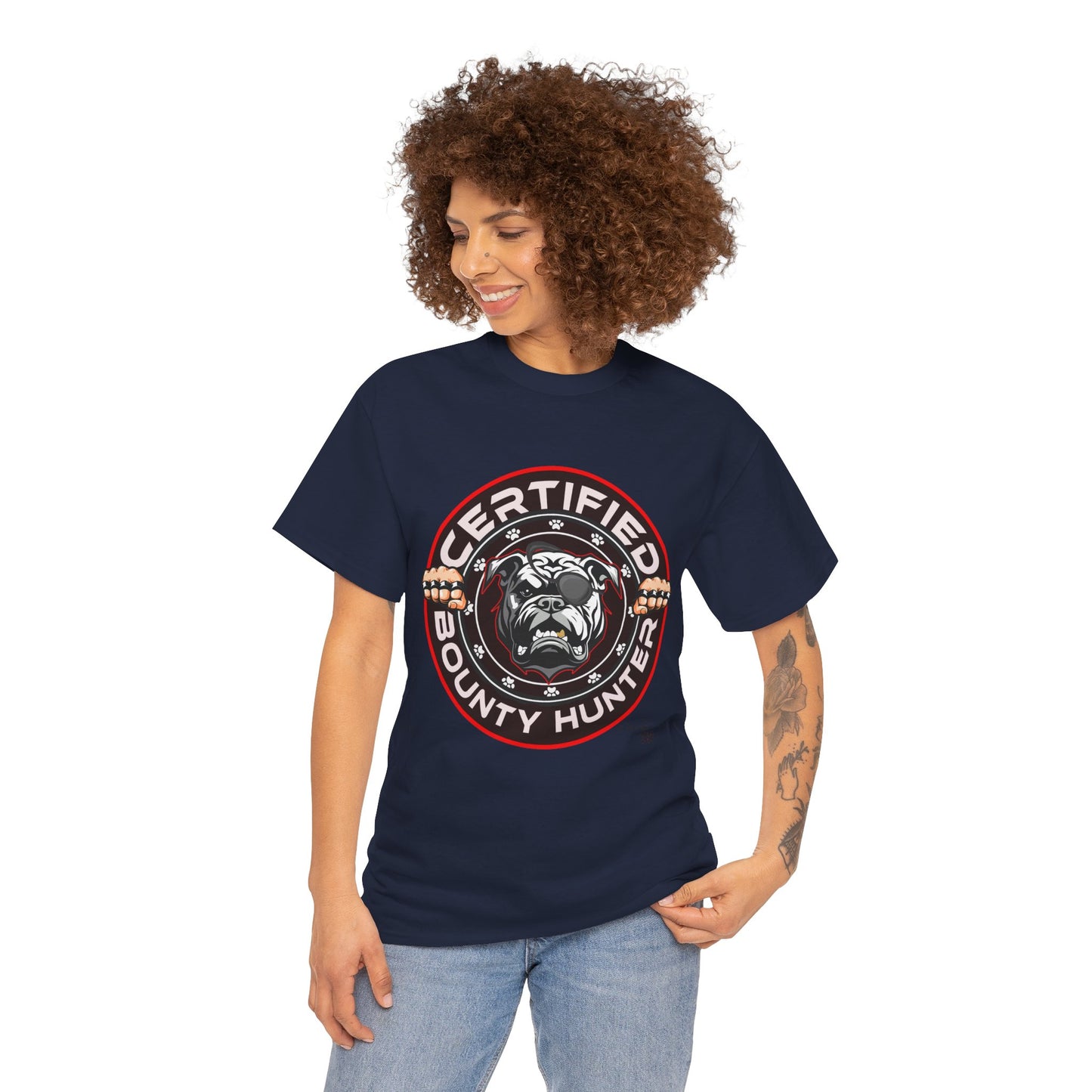 Certified Bounty Hunter, Unisex Heavy Cotton Tee, comedy, bulldog, print design, png, GraphicTees