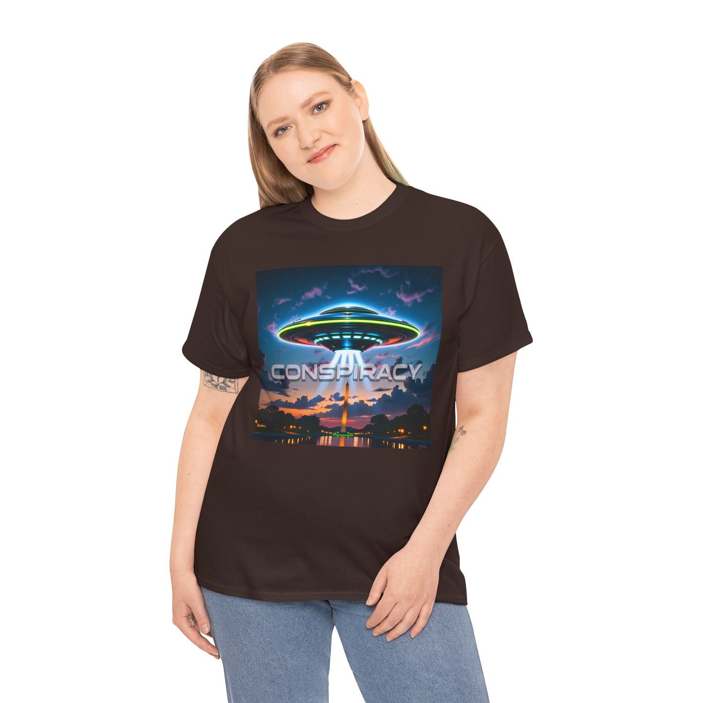 Retro Neon Alien UFO T-Shirt — "Conspiracy at DC" Graphic Tee