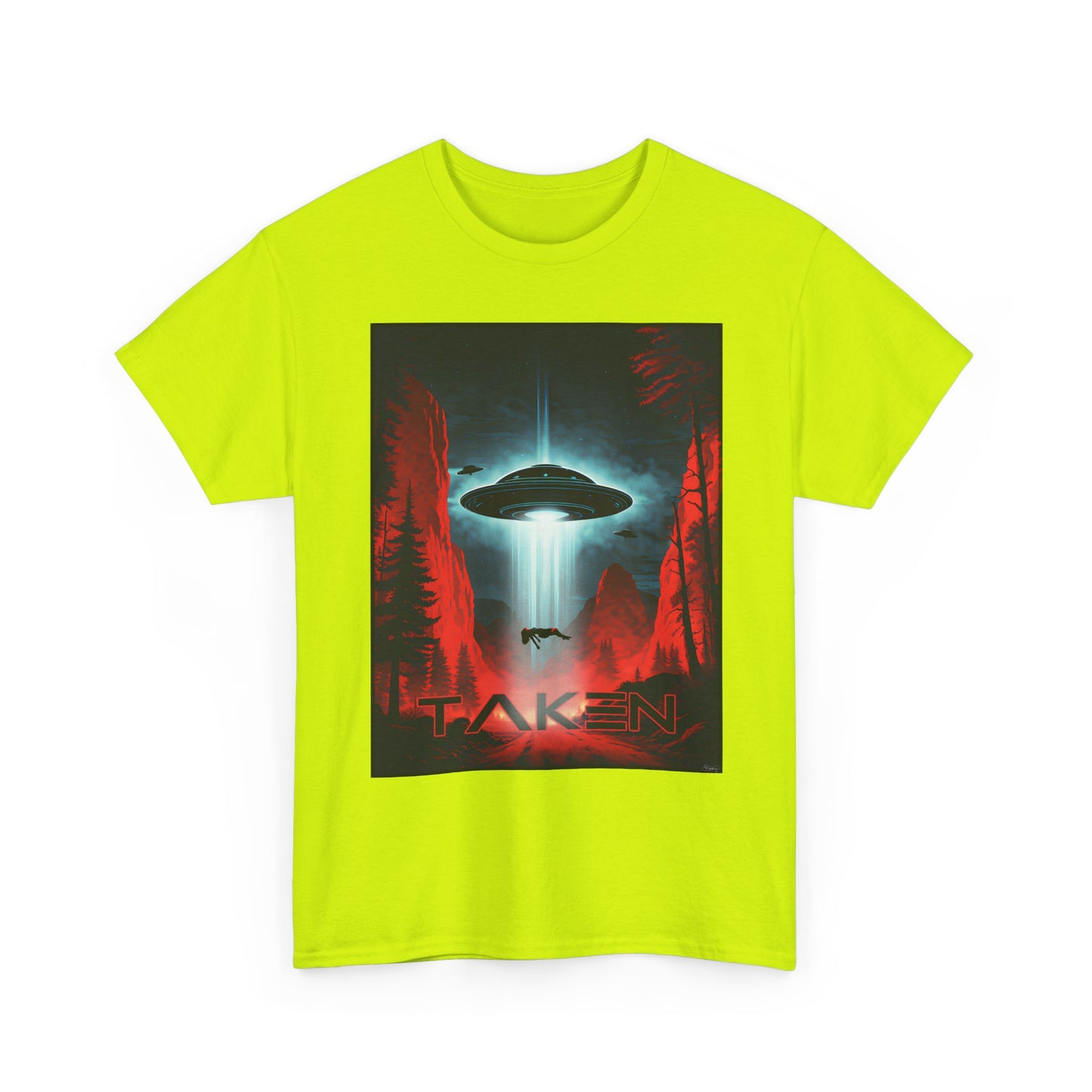 Taken, Unisex Heavy Cotton Tee, UFO inspired t-shirt, graphic design, art, png, t-shirts, tshirts, tee