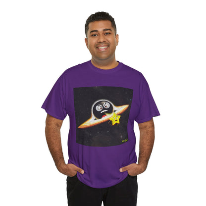 BlackHole Chasing Star, Space-Themed Unisex Heavy Cotton Tee with Cartoon Penguin Design, graphic design, png