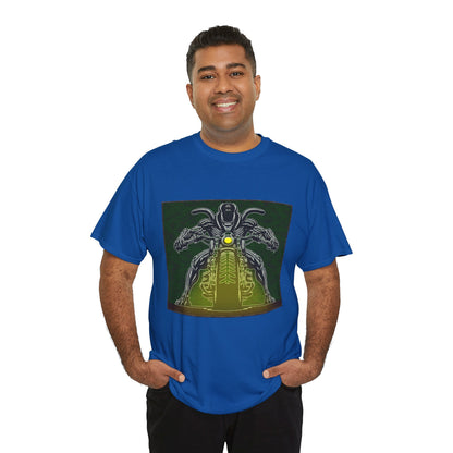 Alien Biker Neon Sci‑Fi Motorcycle T-Shirt
